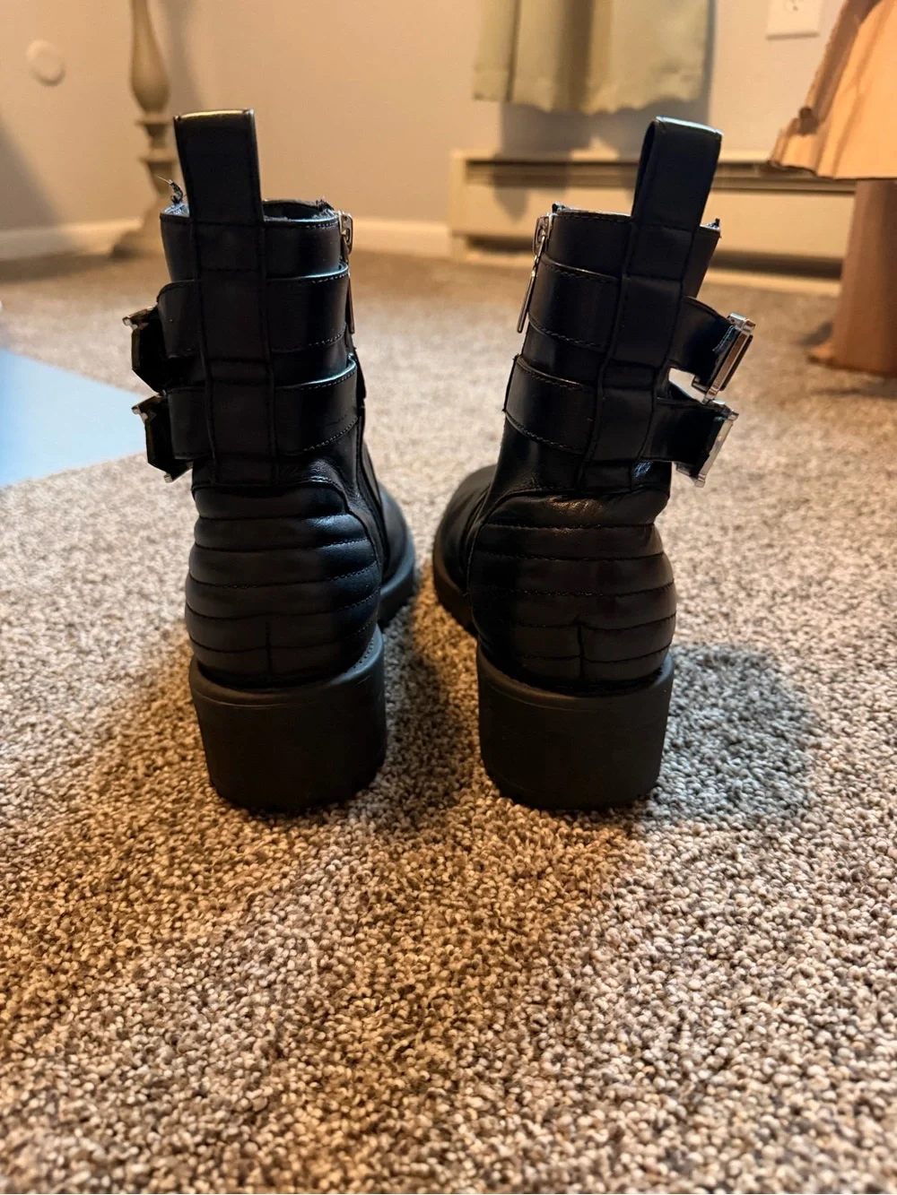 Women's Waterproof Black Buckle Ankle Boots